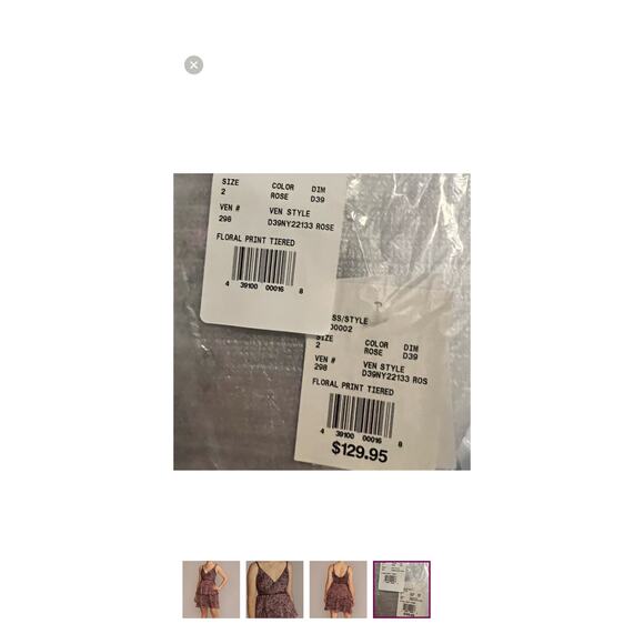 DB STUDIO Floral Print 2,Tiered Ruffled Flounce Dress w Beading Size 10 - Picture 8 of 14